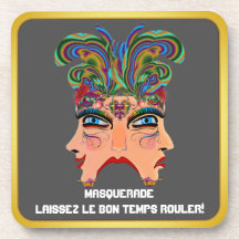 Mardi Gras Masquerade Comedy Drama View Hints Plse Beverage Coasters