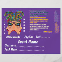 Mardi Gras Masquerade Comedy Drama View Hints Plse Custom Flyer