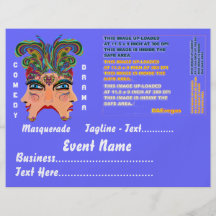 Mardi Gras Masquerade Comedy Drama View Hints Plse Custom Flyer