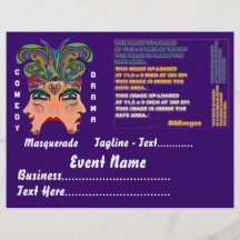 Mardi Gras Masquerade Comedy Drama View Hints Plse Full Color Flyer