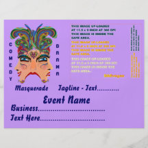 Mardi Gras Masquerade Comedy Drama View Hints Plse Personalised Flyer