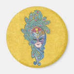 Mardi Gras Peacock Mask Magnet