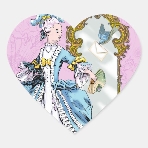 Marie Antoinette and Bluebird Heart Sticker