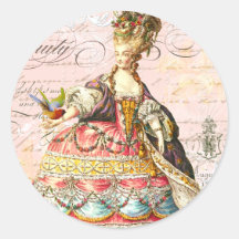 Marie Antoinette and Pink Paris Round Sticker