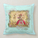 Marie Antoinette at Versailles in Aqua Throw Pillows