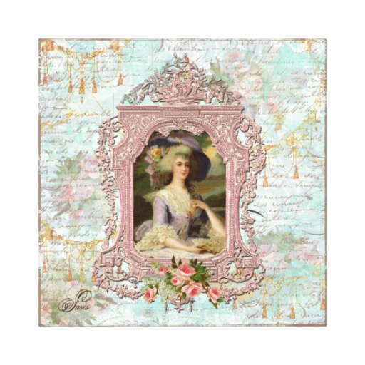 Marie Antoinette Framed in Pink Stretched Canvas Print