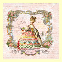 Marie Antoinette Pink Roses in Paris Invite invitations