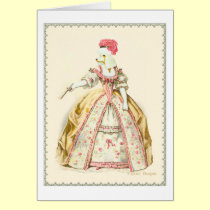 Marie Antoinette Poodle Fashion Plate Stationery cards