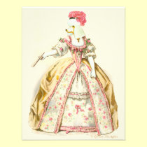 Marie Antoinette Poodle Fashion Plate Stationery invitations