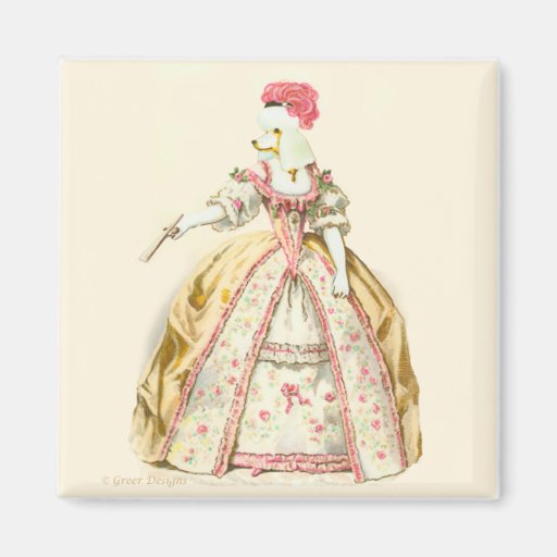 Marie Antoinette Poodle Fashion Plate Stationery Fridge Magnets