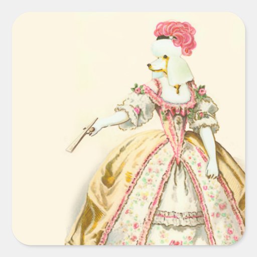 Marie Antoinette White Poodle Square Sticker