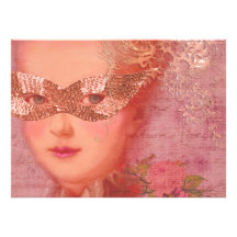 Marie Antoinette Winter Wedding Masquerade 5 x 7 Announcement