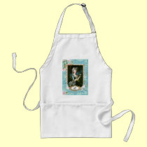 Marie Antoinette with Pink Roses and Lace aprons
