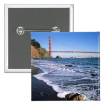 Marin Headlands, Golden Gate Bridge; San Pinback Button