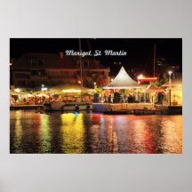 Marina at Night, Marigot St. Martin Print