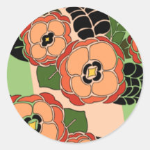 Mariposa in Orange & Green - Round Stickers