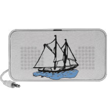 Maritime Sailing Ship, Yacht, Boat on Blue Sea iPod Speaker