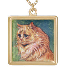 Marmalade Cat with Blue Eyes Necklace
