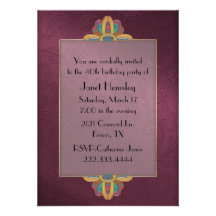 Maroon Art Deco Style Birthday Invitation