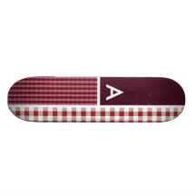 Maroon Checkered; Gingham Skate Board Decks