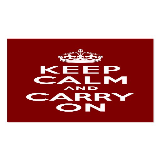 Maroon Keep Calm and Carry On Business Card