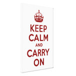 Maroon Keep Calm and Carry On Wrapped Canvas Stretched Canvas Print