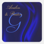 Marquis Blue Silk Square Monogram Sticker
