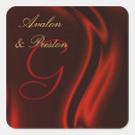 Marquis Red Silk Square Monogram Sticker