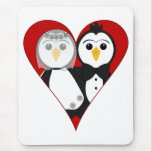 Married Heart Penguins Mousemat