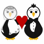 Married Penguins Holding A Heart Photo Cut Out