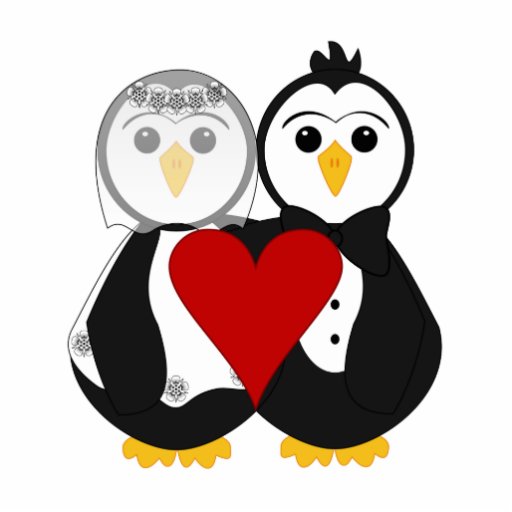 Married Penguins In Love Acrylic Cut Out