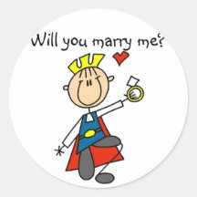 Marry Me Wedding Proposal Tshirts and Gifts Round Stickers
