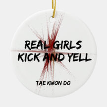Martial Arts Real Girls Kick Round Ornament