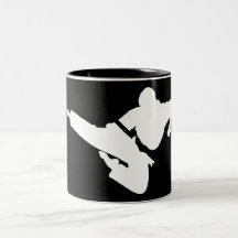 martial arts silhouette mugs