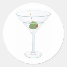 Martini glass image round sticker