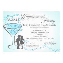 Martini Hearts Engagement Personalized Invitation