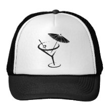 Martini ~ Retro Cocktail Drink Olive & Umbrella Trucker Hats