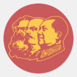 Marx Lenin Mao Portrait Round Sticker