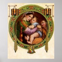 Mary And Jesus With Holly Print