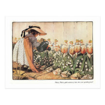 Mary, Mary, Quite Contrary Nursery Rhyme Postcard