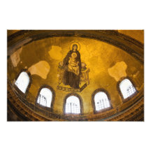 Mary with Baby Jesus Byzantine Mosaic Photo Art