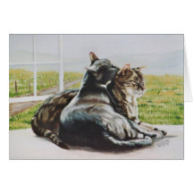 "Marzipan and Cloud" cat portrait card