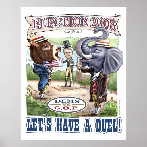 Mascot Political Duel Election 2008 Print