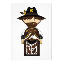 Masked Cowboy Sheriff RSVP Card Custom Announcement