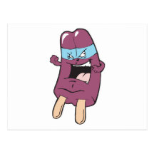 masked super villian hero grape ice pop post card