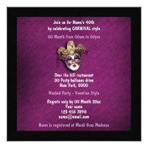 Masked venetian theme costume party invitations