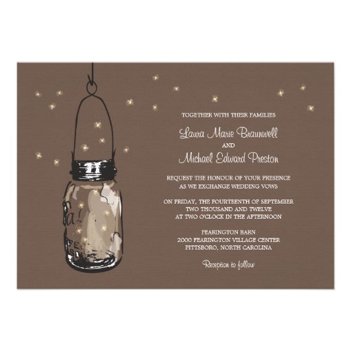 Mason Jar and Fireflies Wedding Invitations