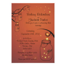 Mason Jar and Firefly Wedding Invitation - 5x7