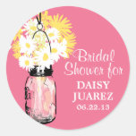 Mason Jar and White Daisies Bridal Shower stickers