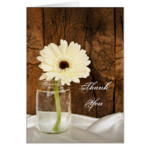 Mason Jar and White Daisy Country Thank You Greeting Cards